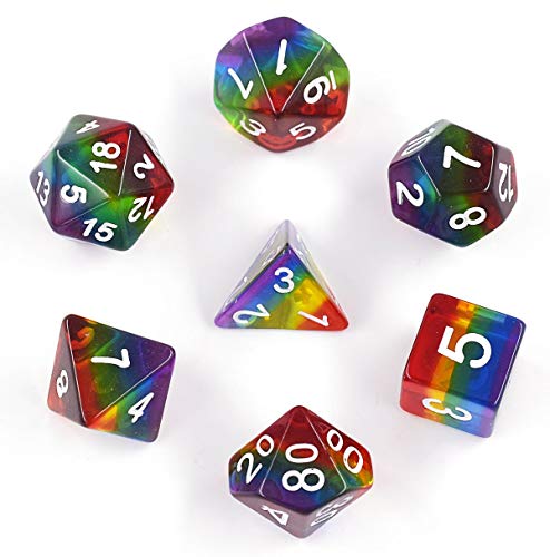 HARMILIY Dados de Juego para Dungeons and Dragons DND RPG MTG Poliédrico Dados D20 D12 D10 D8 D6 D4 de Mesa Juegos de Cartas