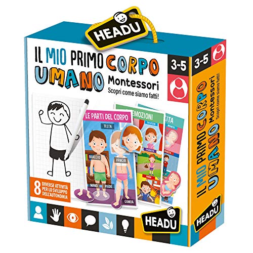 Headu- Il Mio Primo Corpo Umano Montessori El Primer Cuerpo Humano, Multicolor (IT28108)