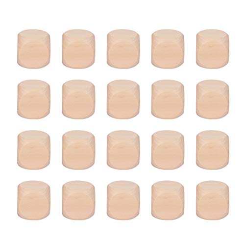 Healifty - Lote de 20 dados en blanco de madera con forma de dados redondos de madera para accesorios de juego de rol, suministros de fiesta (25 mm)