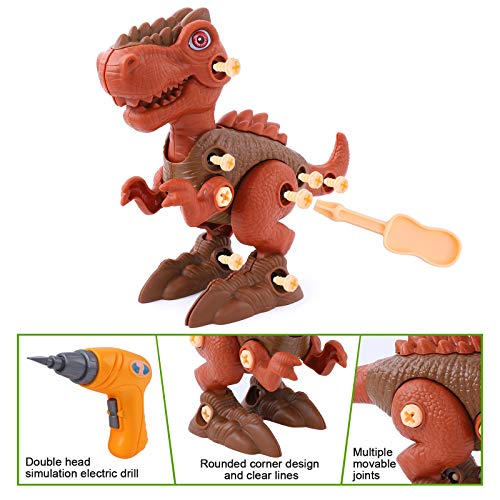 Herefun Dinosaurios Juguetes con Taladro, 3 Piezas Construccion Juguete de Montaje de Dinosaurios Juego Construccion Puzzle Tiranosaurio Rex, Velociraptor, Triceratops Regalo para Niños y Niñas 3 Años