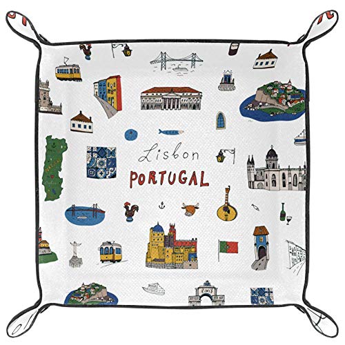 HOHAHA - Bandeja plegable para dados de Lisboa, Portugal, de piel sintética, con bandeja para dados de juegos de rol y otros juegos de mesa, Multi01, 20.5x20.5cm