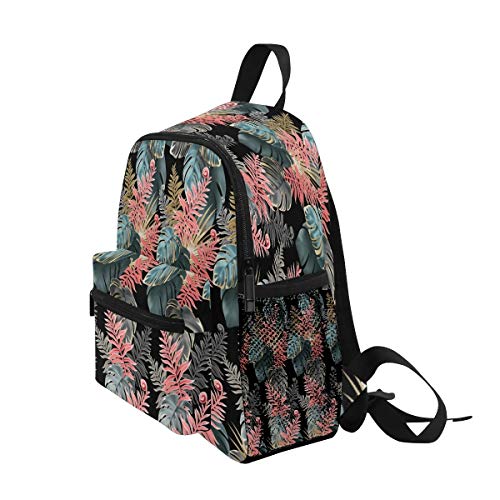 Hojas Oscuras De Coral Rosa Mochila para Preescolar Toddler Kids Estudiante Mochilas para Infantiles 2-7 Años Niñas Niños