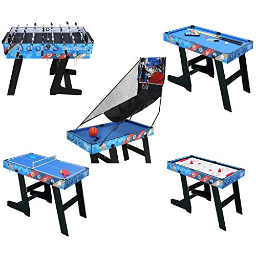 homelikesport Mesa de Juego 5 en 1 para Fútbol Honkey Ping Pong Billar Baloncesto