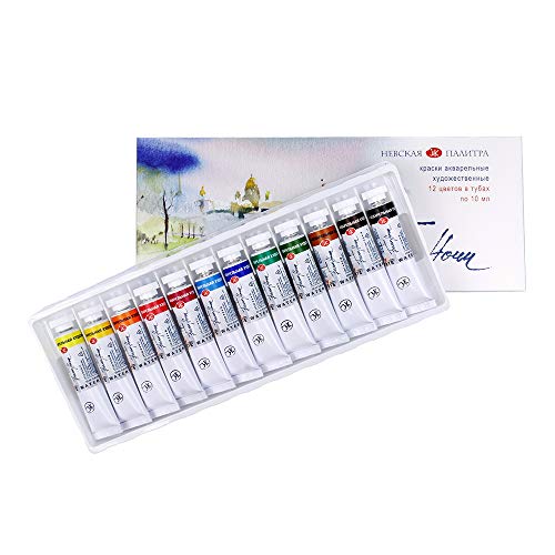 Honsell White Nights Künstler-Juego de Acuarelas Colores de 10 ml en Tubos, carbón, 12 unidades