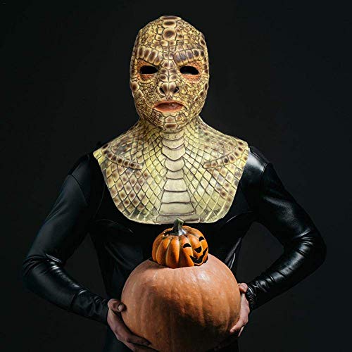 HTYG Máscara de Hombre Serpiente de Miedo-Máscara de látex de Cabeza de Serpiente de Halloween-Máscara de Demonio de Fiesta de Halloween para Accesorios de Cosplay-para Disfraces de Fiesta de Adultos