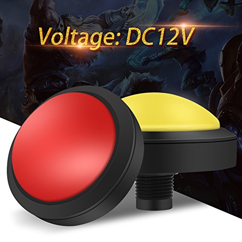 Hztyyier DC12V 100mm Jumbo en Forma de Domo LED Iluminado Interruptor de botón de reinicio automático para proyectos de Juegos con Monedas Arcade, Mame DIY Music Projects(Rojo)