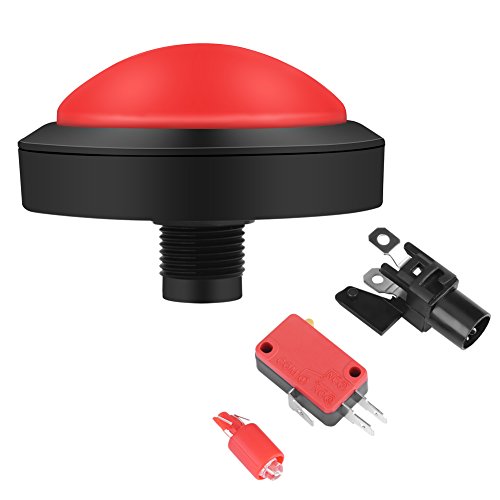 Hztyyier DC12V 100mm Jumbo en Forma de Domo LED Iluminado Interruptor de botón de reinicio automático para proyectos de Juegos con Monedas Arcade, Mame DIY Music Projects(Rojo)