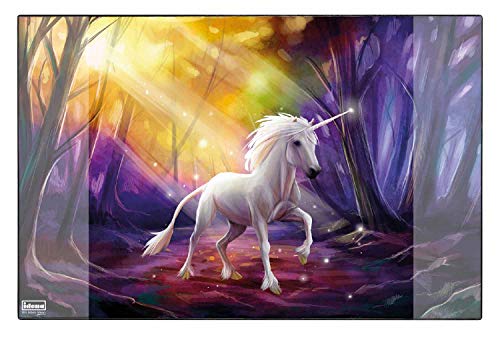 Idena 10453 - Vade de Escritorio con Dos Bolsillos, Unicornio, Mezcla FSC, Aprox. 58,5 x 38,5 cm, Accesorio práctico para niños, jóvenes y Estudios