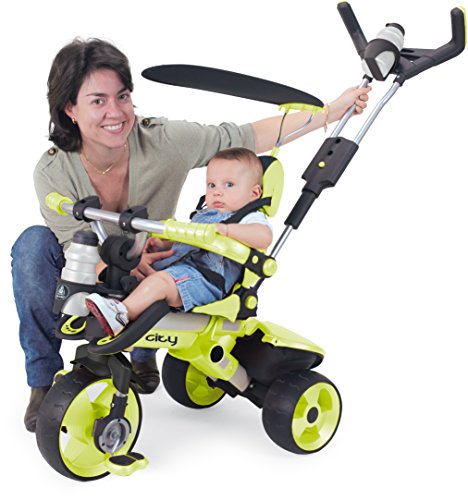 INJUSA - Triciclo Evolutivo City Green con Techo solar y Asiento y Respaldo Regulable, Recomendado para Niños +6 Meses