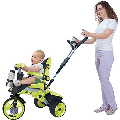 INJUSA - Triciclo Evolutivo City Green con Techo solar y Asiento y Respaldo Regulable, Recomendado para Niños +6 Meses