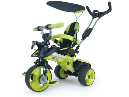 INJUSA - Triciclo Evolutivo City Green con Techo solar y Asiento y Respaldo Regulable, Recomendado para Niños +6 Meses