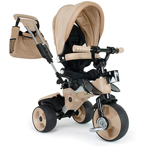 INJUSA - Triciclo Evolutivo City MAX con Asiento Giratorio 360º para Bebés de +6 Meses con Mango de Dirección Parental y Ruedas con Bandas de Goma