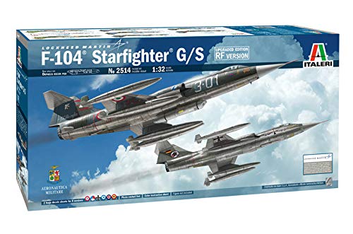 Italeri 2514S 2514S-1:32 F-104G/S-RF-104G - Maqueta de Caza Estelar (montada, Montaje de Modelos, Manualidades, aficiones, Pegamento, Kit de Montaje de plástico, sin lacar)