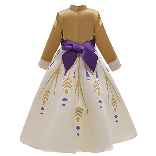 IWEMEK Niñas Elsa Disfraz Princesa Anna Vestido Reino de Hielo Ice Queen Cosplay Traje de Carnaval Halloween Navidad Cumpleaños Fiesta Outfits Theme Fancy Dress #05 Amarillo 11-12 años