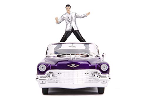 Jada 30985 Hollywood Rides 1:24 Elvis Presley 1956 Cadillac Eldorado con Figura, Morado