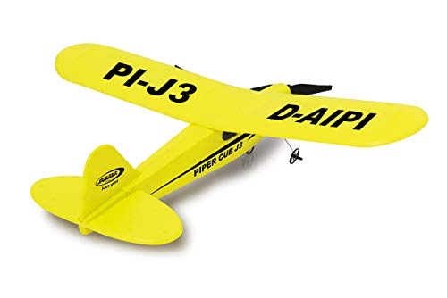 Jamara 012302 - Piper J3-Cub Avión 2CH Gyro 2,4G – Multijugador, Giróscopo, Microespuma súper Flexibles, Motores potentes, Batería LiPo con Cambio rápido