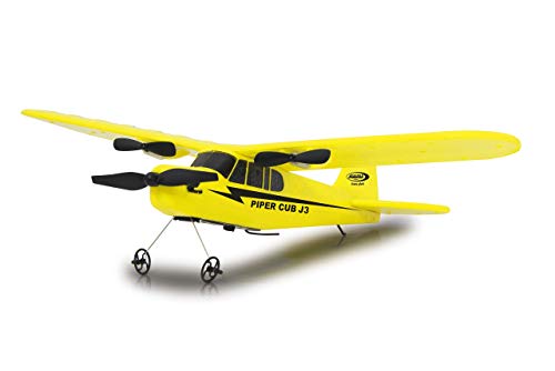 Jamara 012302 - Piper J3-Cub Avión 2CH Gyro 2,4G – Multijugador, Giróscopo, Microespuma súper Flexibles, Motores potentes, Batería LiPo con Cambio rápido