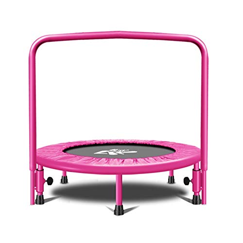 JIAYUAN Trampolines Trampolín para Dos niños, Padre e Hijo Trampolín con barandilla y Funda de Seguridad Acolchada para niños de 3 años o más Fitness Ejercicio Corporal (Color : Pink)