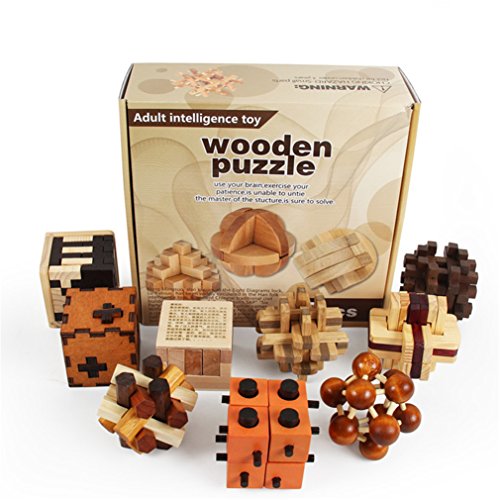 Joyeee 9 Piezas Cubo 3D Rompecabezas de Madera Juego Puzle #2 - Desafiar su Pensamiento lógico Decoración