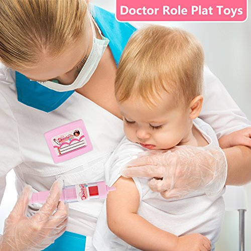 JoyGrow Kit Maletin de Doctor,19 Piezas Doctor Juego Accesorios Botiquin Conjunto con Estetoscopio,Juego de rol Educación Juegos Regalos para Niñas Niños