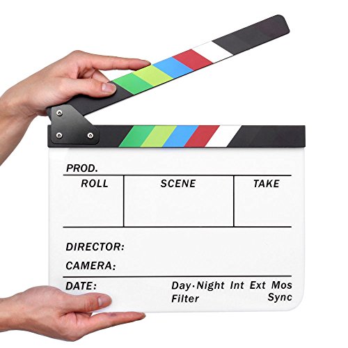 JOYOOO Claqueta Plástica acrílica Director film clapboard (9.6 * 11.7"/25x30cm) cinematográfica Película Badajo Junta Pizarra de colores