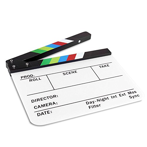 JOYOOO Claqueta Plástica acrílica Director film clapboard (9.6 * 11.7"/25x30cm) cinematográfica Película Badajo Junta Pizarra de colores