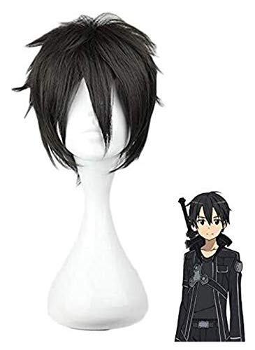 JPSOUP Juegos de rol Pelucas del Partido del Pelo sintético Sword Art Online Kirigaya Kazuto Peluca Cosplay Sao Kirito Hombres Mujeres Corto Negro