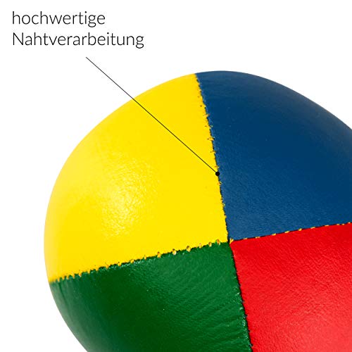 Juego de 3 Pelotas de Malabares Diabolo Premium Soft de Cuatro Colores - 58mm Ø ✓ Pelota de Malabares con Relleno ✓ Repelente al Agua ✓ I Juego de Malabares para niños y Adolescentes