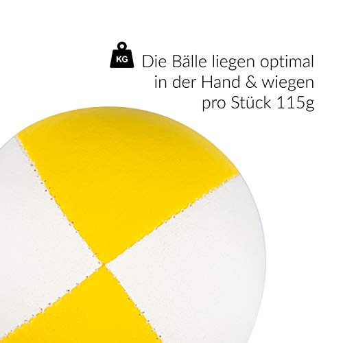 Juego de 3 Pelotas de Malabares Diabolo Premium Soft de Dos Tonos - 67mm Ø ✓ Pelota de Malabares con Relleno ✓ Repelente al Agua ✓ I Juego de Malabares para jóvenes y Adultos