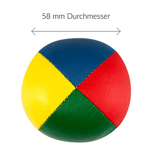 Juego de 5 Pelotas de Malabares Diabolo Premium Soft de Cuatro Colores - 58mm Ø ✓ Pelota de Malabares con Relleno de mijo de pájaro Repelente al Agua ✓ I Juego de Malabares para niños y Adolescentes