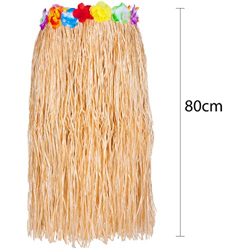 Juego de 6 piezas hawaiano hula falda de hierba con guirnaldas Lei y gafas de piña elegido de paja o multifalda verano Hawaii Beach Tropical Fancy Dress Party Costume