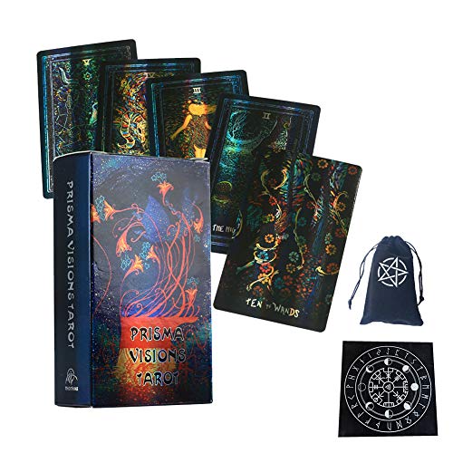 Juego De Mesa De Tarot Prisma Holográfico Tarot De Cartas De Fiesta Familiar para Adultos Y Niños Tarjeta De Adivinación Dobble Divertida Holographic Prisma Tarot,-,with Bag+Tablecloth