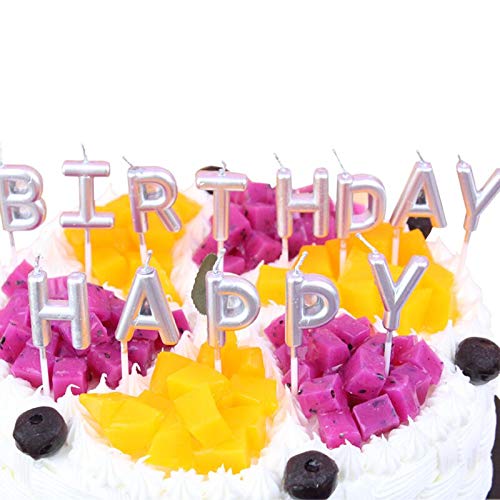 Juego de Velas de Cumpleaños,24 Metálicas Velas Cumpleaños:6 PCS Velas Largas Finas con Soportes+Velas Letras de HAPPY BIRTHDAY+5 PCS Velas de Tarta Forma de Amor para Bodas Fiestas Dorado