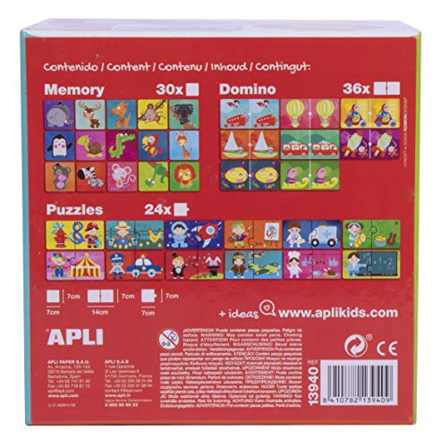 Juego Educativo APLI Kids Puzzle Domino Y Memory 3 EN 1