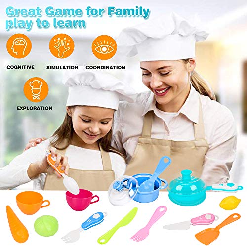 Juguetes de cocina para niños, juguetes de cocina juego de roles con frutas verduras comida muchas funciones juguetes de cocina juguetes educativos de aprendizaje de 3 4 5 niños niñas