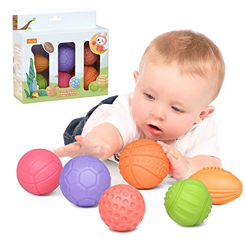 Juguetes para bebés Bolas de apilamiento para bebés de 0 a 6 meses, Juguetes educativos de compresión suave, Juguetes para masticar la dentición Juguetes para el baño del bebé Niños pequeños 0-3 años