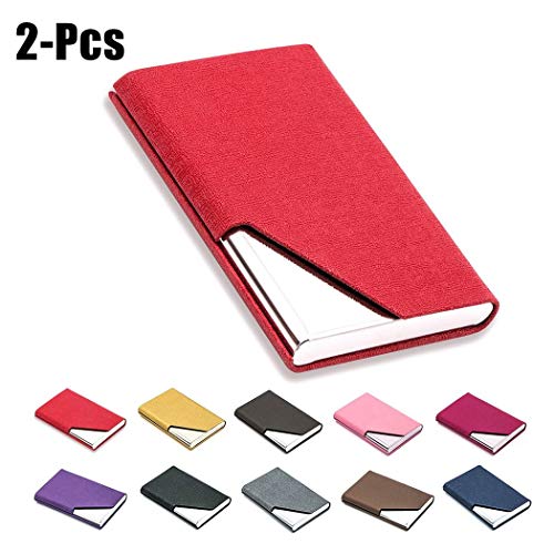 Justdolife 2PCS Estuche para Tarjetas De Visita De Acero Inoxidable para Caja De Tarjetas De Visita 3.74 '' X 2.56 ''