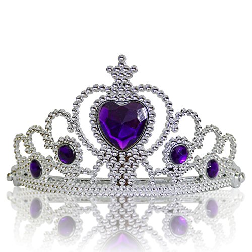 Katara 1682 - Diadema de Princesa Accesorio de Disfraz Corona de Cuentos de Hadas - Plateada con Cristales, Violeta