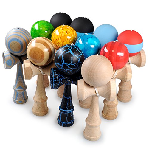 Kendama bola de madera de haya, aprox. 6 cm de diámetro, Verde oberflächenlackiert, japonés tradicional Madera Bola de juguete, Juego, Juego de habilidad, marca Ganzoo (verde)