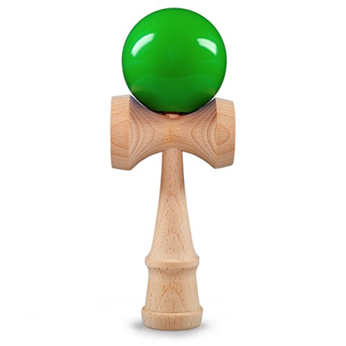 Kendama bola de madera de haya, aprox. 6 cm de diámetro, Verde oberflächenlackiert, japonés tradicional Madera Bola de juguete, Juego, Juego de habilidad, marca Ganzoo (verde)