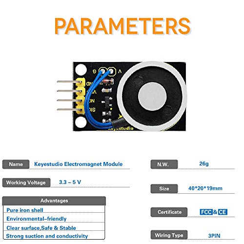 KEYESTUDIO Módulo de Electroimán Proyectos de DIY Herramientas para Arduino Mega2560 R3