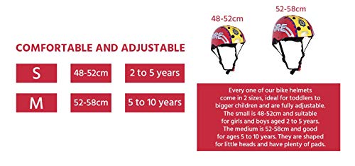 KIDDIMOTO Casco Bicicleta Completamente Ajustabl - Bici Casco para Infantil y Niños para Patinete, Ciclismo, Scooter, Bicicleta de Equilibrio y Monopatin - Bombero - S (48-53cm)