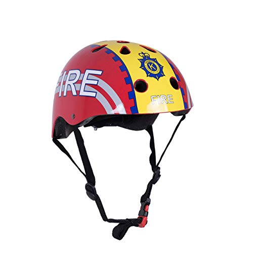 KIDDIMOTO Casco Bicicleta Completamente Ajustabl - Bici Casco para Infantil y Niños para Patinete, Ciclismo, Scooter, Bicicleta de Equilibrio y Monopatin - Bombero - S (48-53cm)