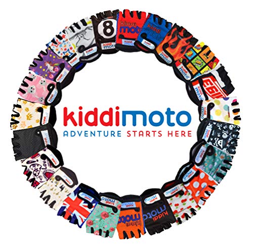 KIDDIMOTO Guantes de Ciclismo sin Dedos para Infantil (niñas y niños) - Bicicleta, MTB, BMX, Carretera, Montaña - Cereza - Talla: M (5-8 años)