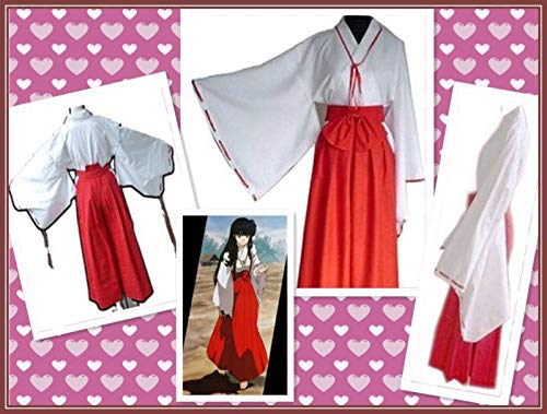 Kikyo Kikyo Kikyou - Disfraz de Cosplay de manga Anime Inuyasha blanco y rojo. XL (169/174 cm altura)