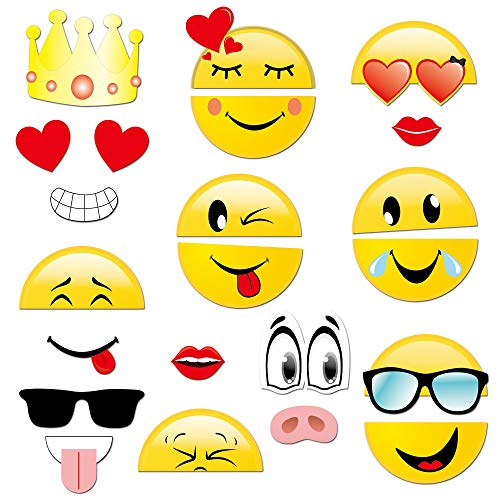 Konsait Emoji Photo Booth Props (38pcs), cumpleaños Cabina de Fotos Accesorios photocall DIY Photo Booth Atrezzo Favorecer para Infantil y Adultos Fiesta de cumpleaños Boda Navidad Año Nuevo