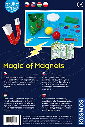 KOSMOS 616601 Fun Science - Magia de los imanes versión multilingüe (HU, CZ, SK, PL, no DE) Explora Fuerzas Invisibles y construye una brújula, Kit de experimentación para niños