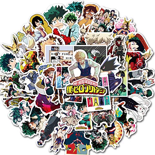 KOWASO My Hero Academia Paquete de Pegatinas para Portátil 50 Piezas, Pegatina Unicas y Geniales, Botella de Ggua, Portátil, Guitarra, Monopatín, Viaje, Pegatinas para Niños