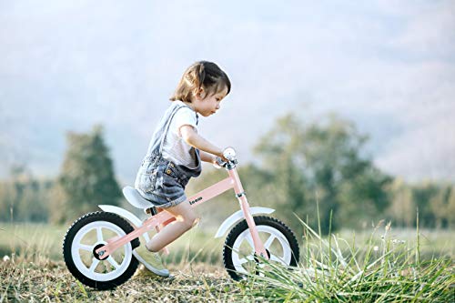 Lalaloom BERRY BIKE - Bicicleta sin pedales de aluminio para niños de 2 años (andador para bebe, correpasillos para equilibrio, manillar y sillín regulables con ruedas de goma EVA), color Rosa