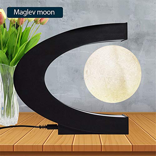 Lámpara de luna 3D de levitación magnética,alta rotación en forma de C,suspensión magnética Maglev,luna de levitación con luces LED,regalo de cumpleaños creativo para decoración de hogar oficina